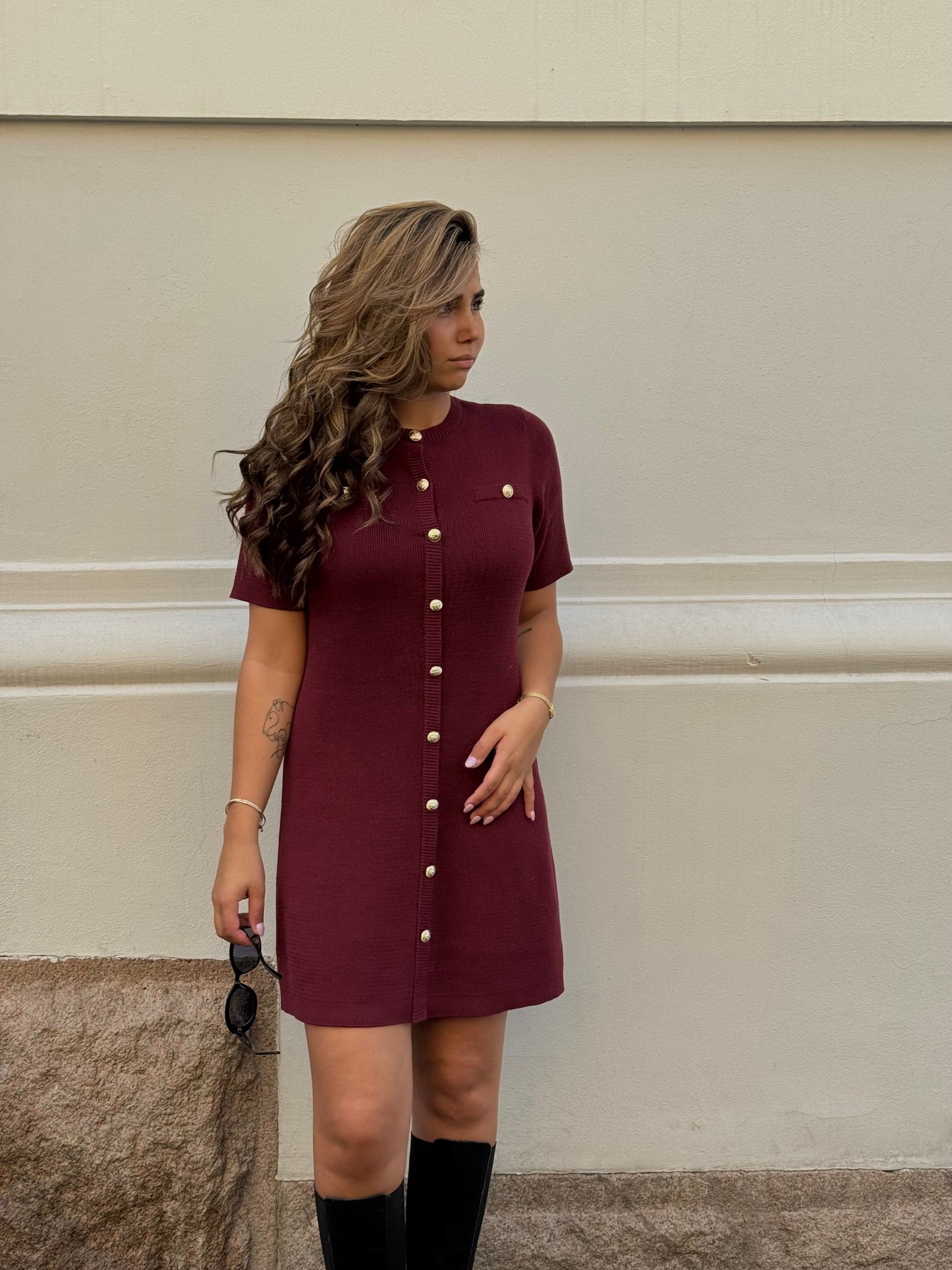 AWPICCO Short Dress - Zinfandel